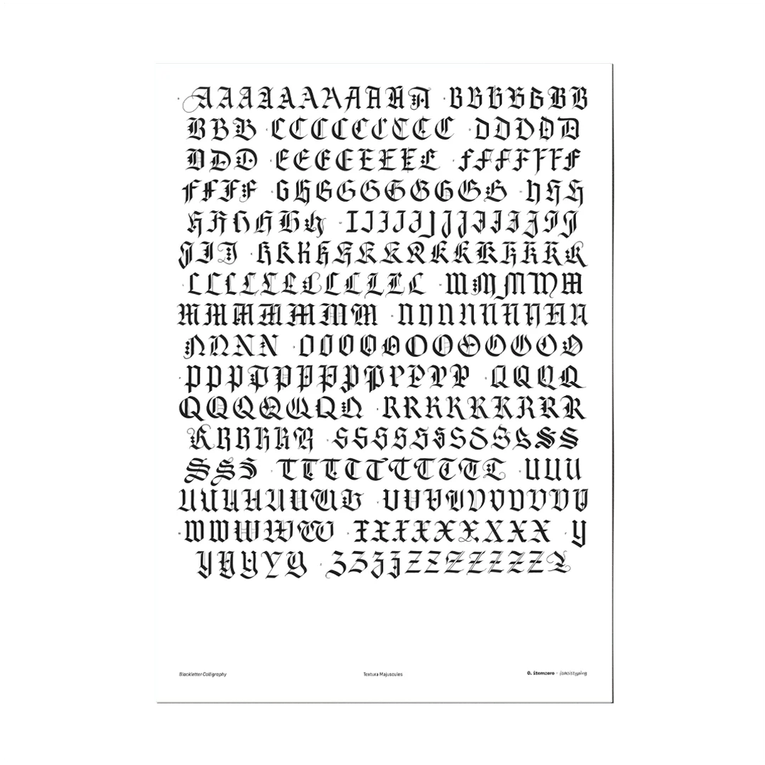 poster Majuscules - Textura – Calligraphy Book - Shop → 0. itemzero